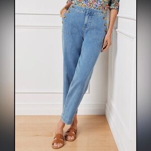 TALBOTS | Women's Sailor Button Mystic Medium Wash Straight Leg Jeans, Size 14